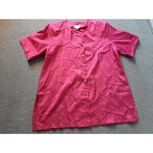 Park Place Fashions Womens Shirt Short Sleeve Padded shoulders Pink L Large